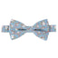 Men's Salt Shrinking Seersucker Cotton Floral Print Bow Tie, Blue (Color FS02)
