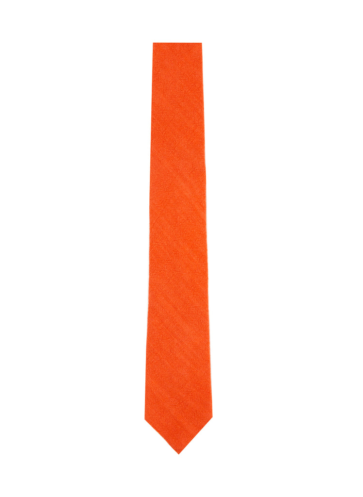 men's skinny burnt orange linen tie