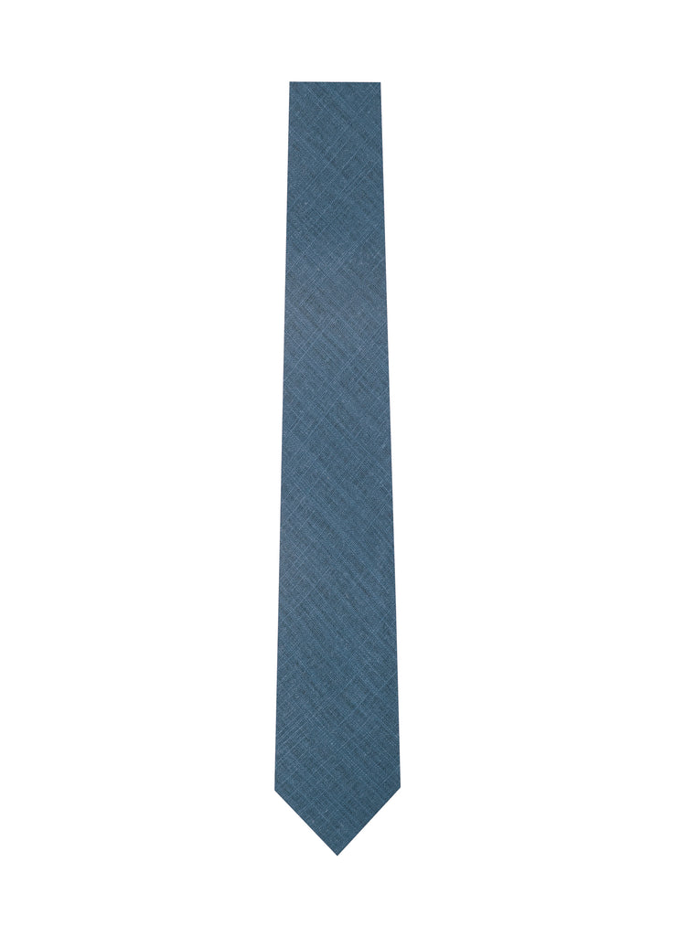 men's skinny stormy blue linen tie