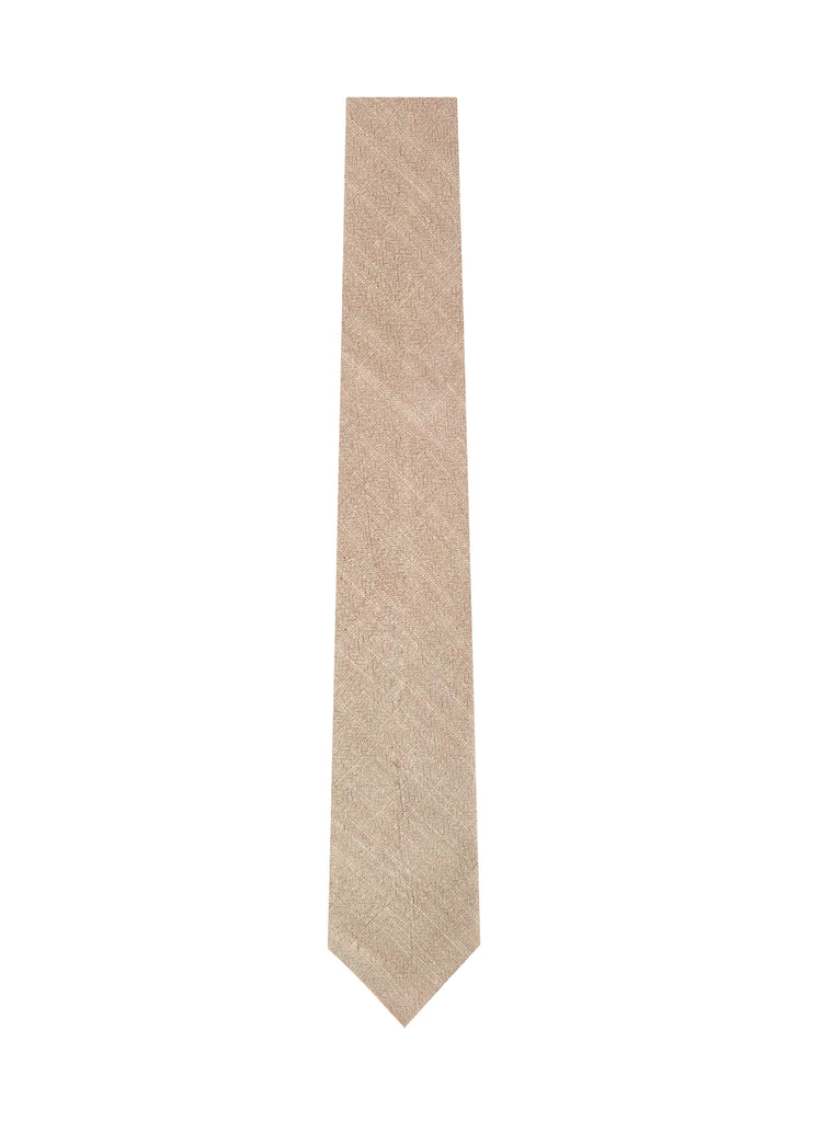 men's skinny tan linen tie