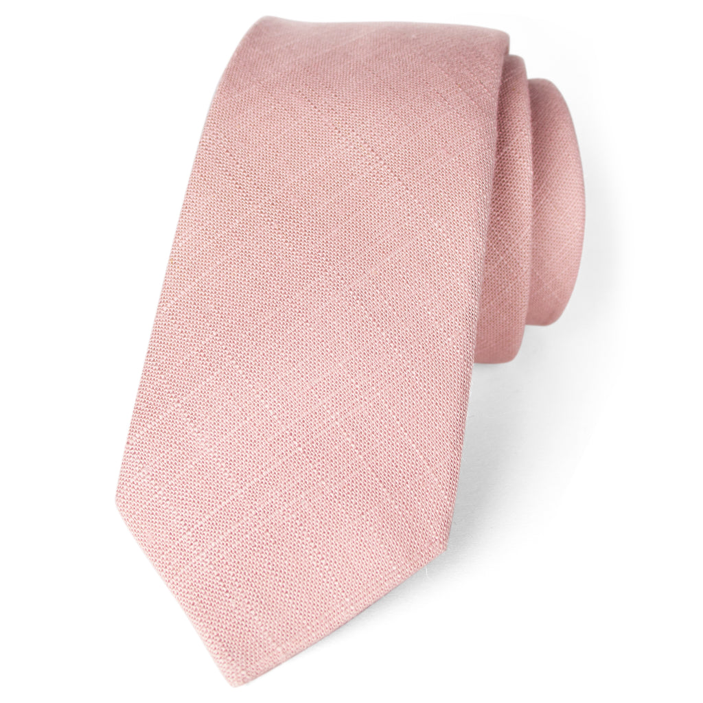 men's skinny rose linen tie