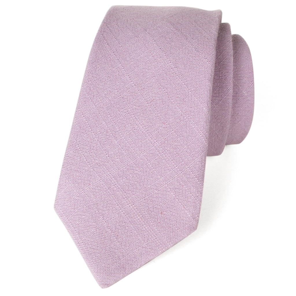 men's skinny dusty lavender linen tie