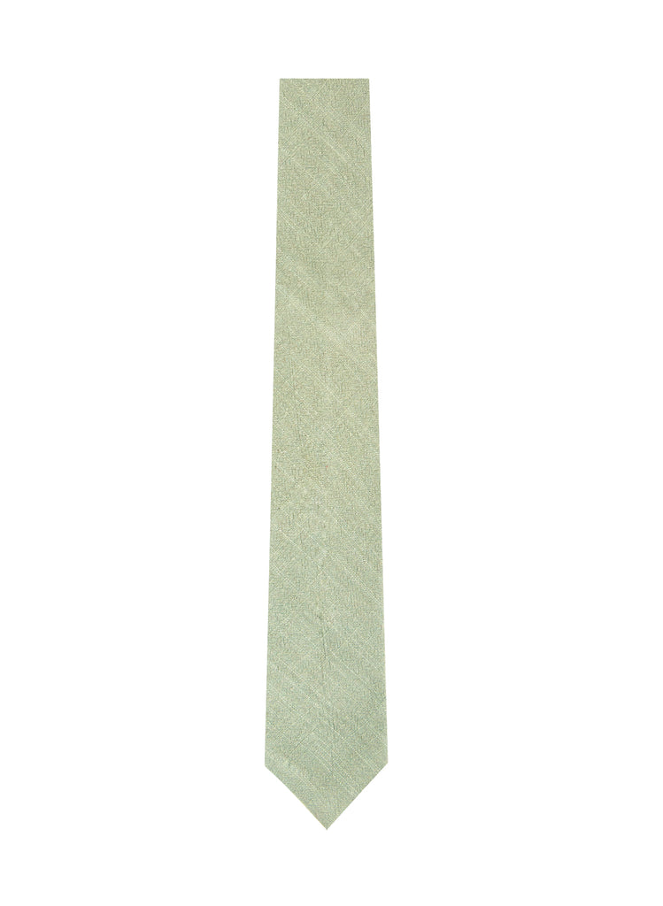 men's skinny green tea linen tie