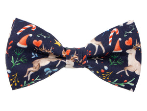 Men's Printed Christmas Theme Pretied Bow Tie, Animal Reindeer