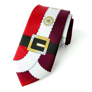 Men's Printed Microfiber Christmas Themed Tie, Santa Coat Red