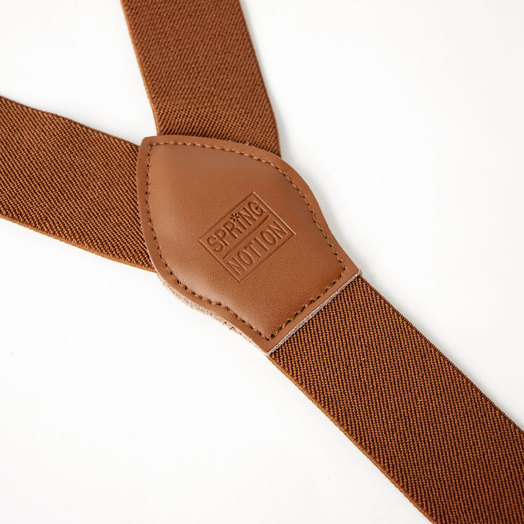 Men's Elastic Suspenders with Leather Crosspatch