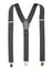 men's charcoal dark grey dark gray elastic stretch suspenders with genuine leather crosspatch with subtle Spring Notion branding
