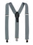 men's medium grey gray elastic stretch suspenders with genuine leather crosspatch with subtle Spring Notion branding