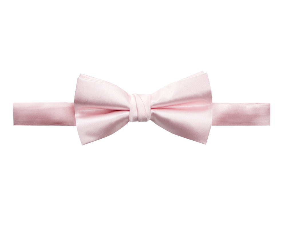 men's blush pink solid color satin microfiber bow tie