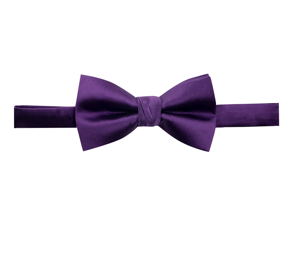 men's dusty purple solid color satin microfiber bow tie