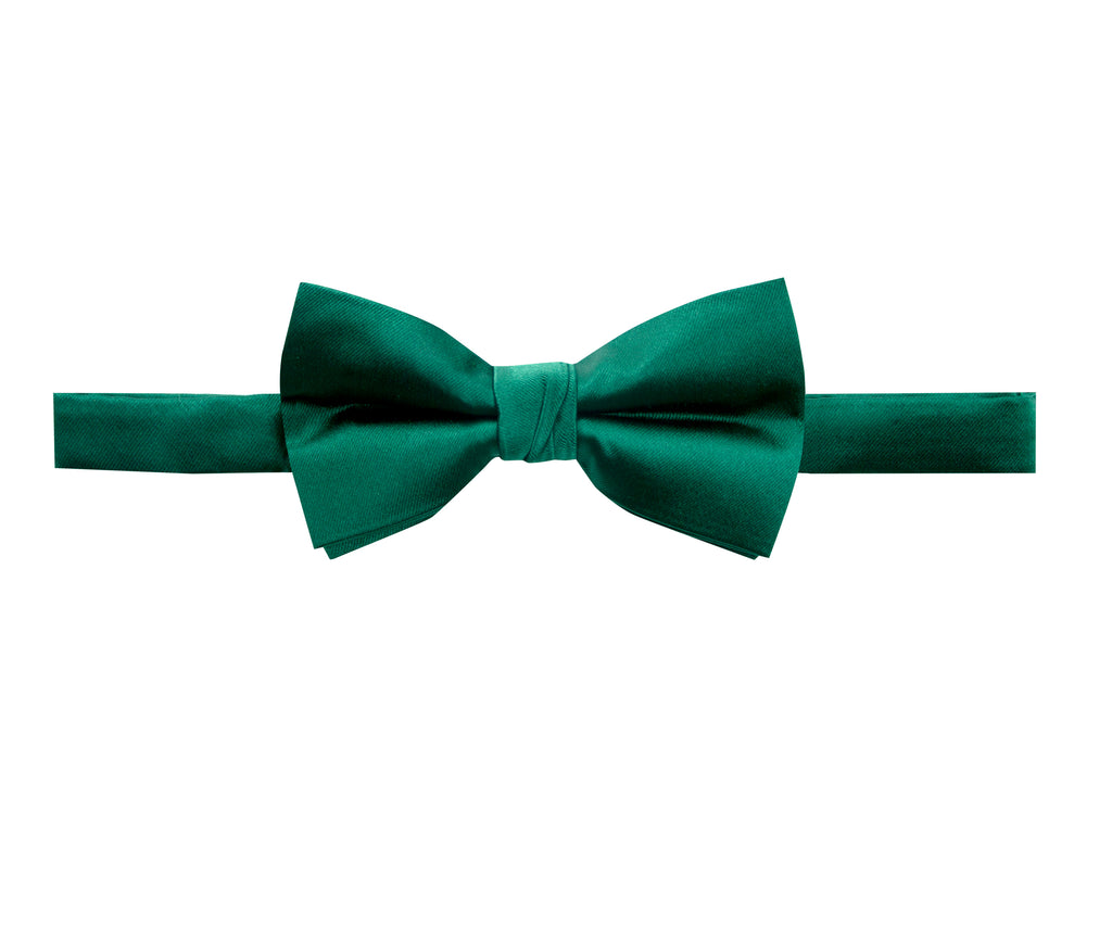 men's emerald green solid color satin microfiber bow tie