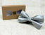 men's grey gray solid color satin microfiber bow tie in gift box packaging