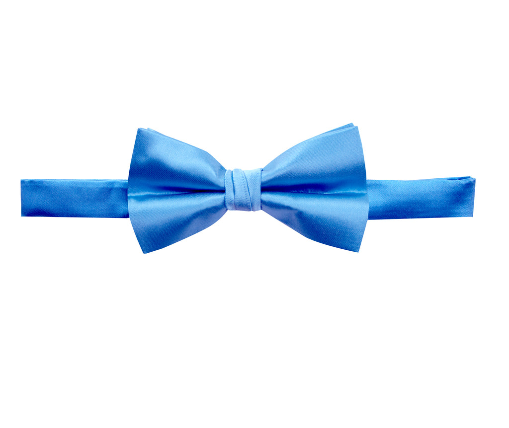 men's sky blue light blue solid color satin microfiber bow tie