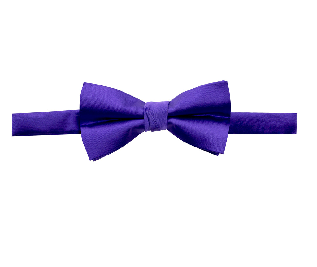 men's purple solid color satin microfiber bow tie