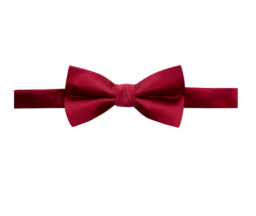 men's red solid color satin microfiber bow tie