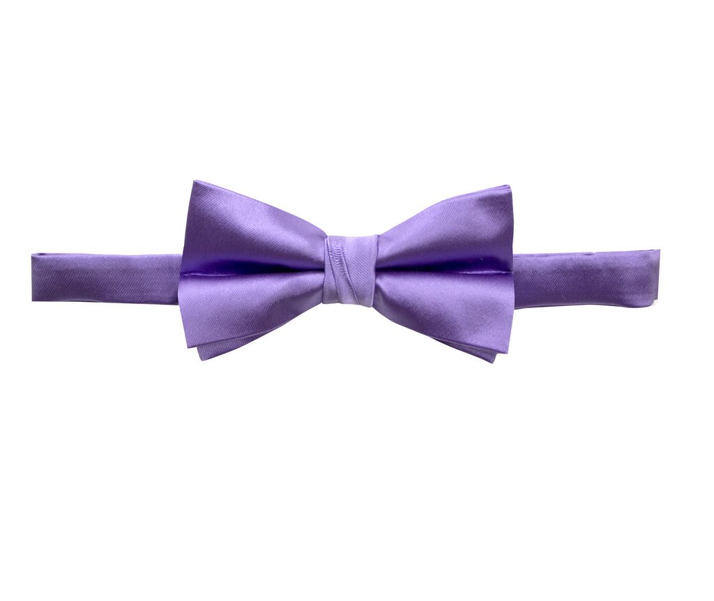 men's wisteria lavender purple solid color satin microfiber bow tie