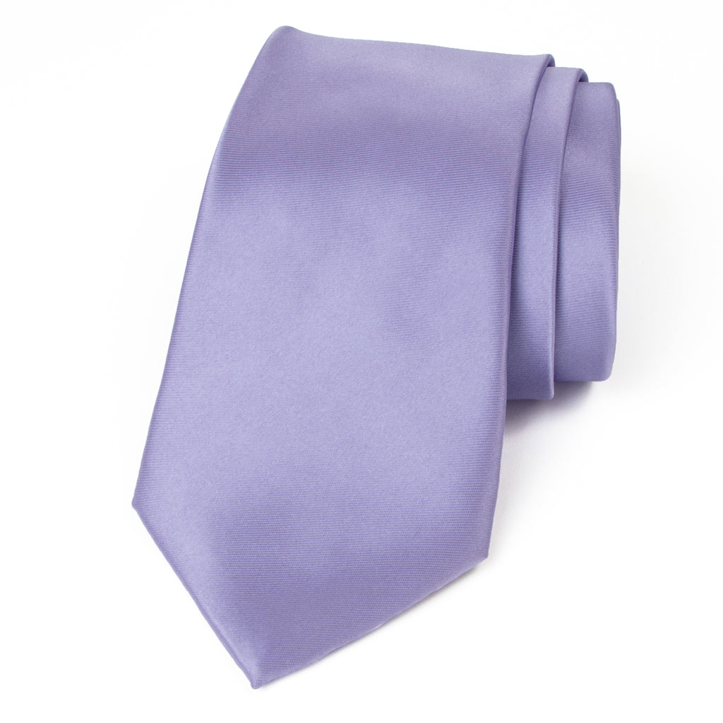 men's dusty lavender purple solid color satin microfiber necktie tie