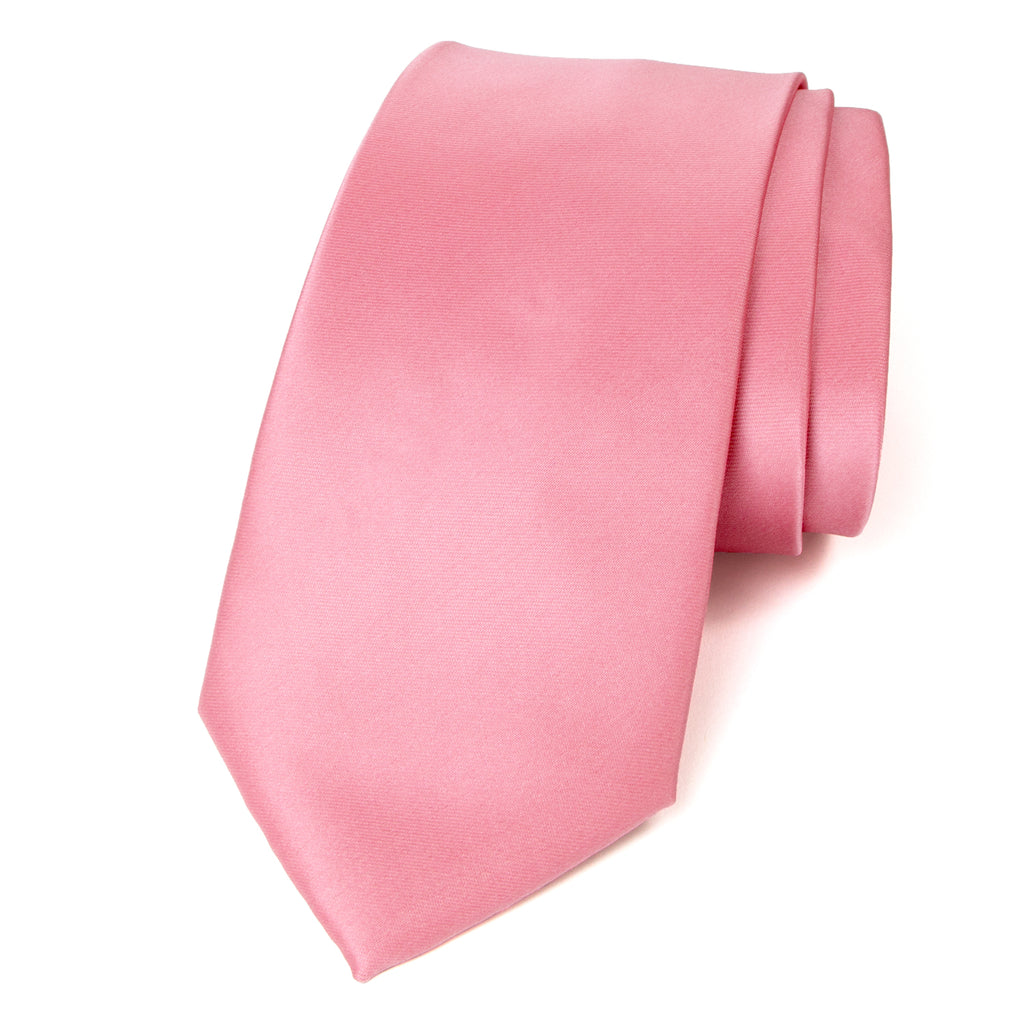 men's dusty rose pink solid color satin microfiber necktie tie