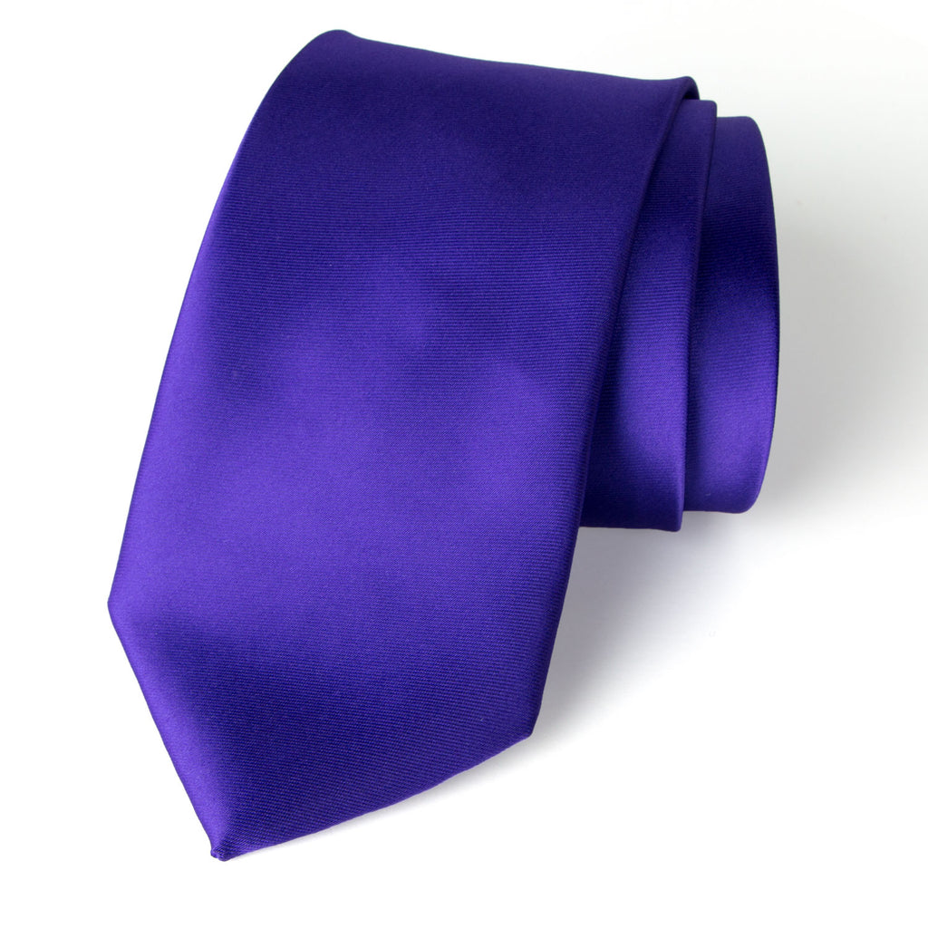 men's purple solid color satin microfiber necktie tie