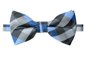 Men's Checkered Blue Patterned Bow Tie (Color 02)