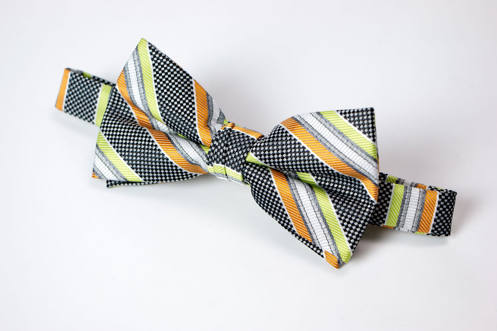 Men's Lime/Orange Patterned Bow Tie (Color 25)