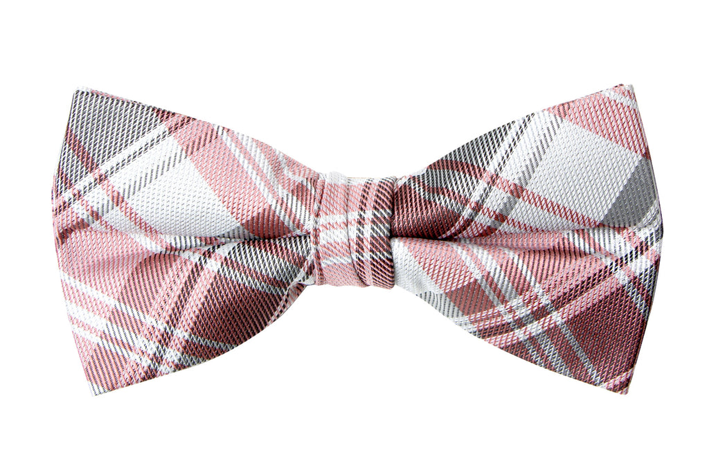 Men's Fuchsia/Grey Patterned Bow Tie (Color 31)