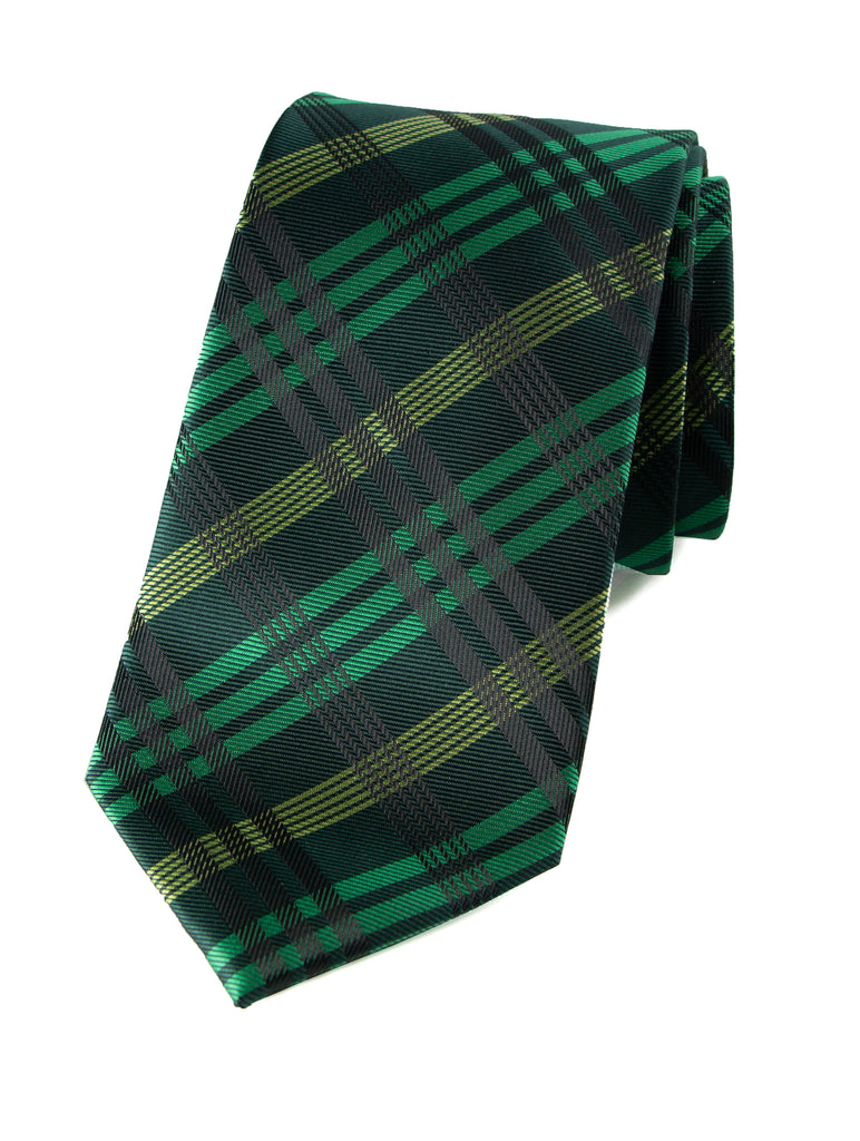men's green plaid patterned necktie tie