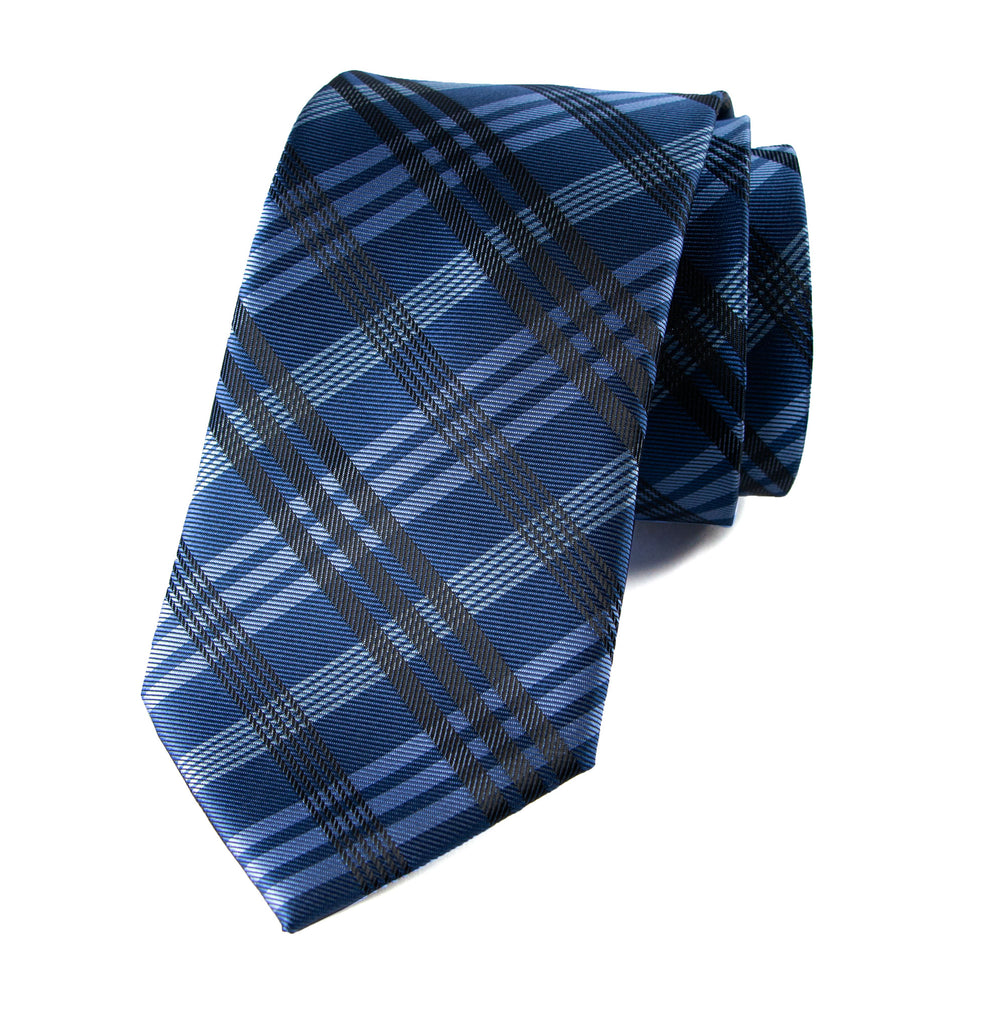 men's blue plaid patterned necktie tie
