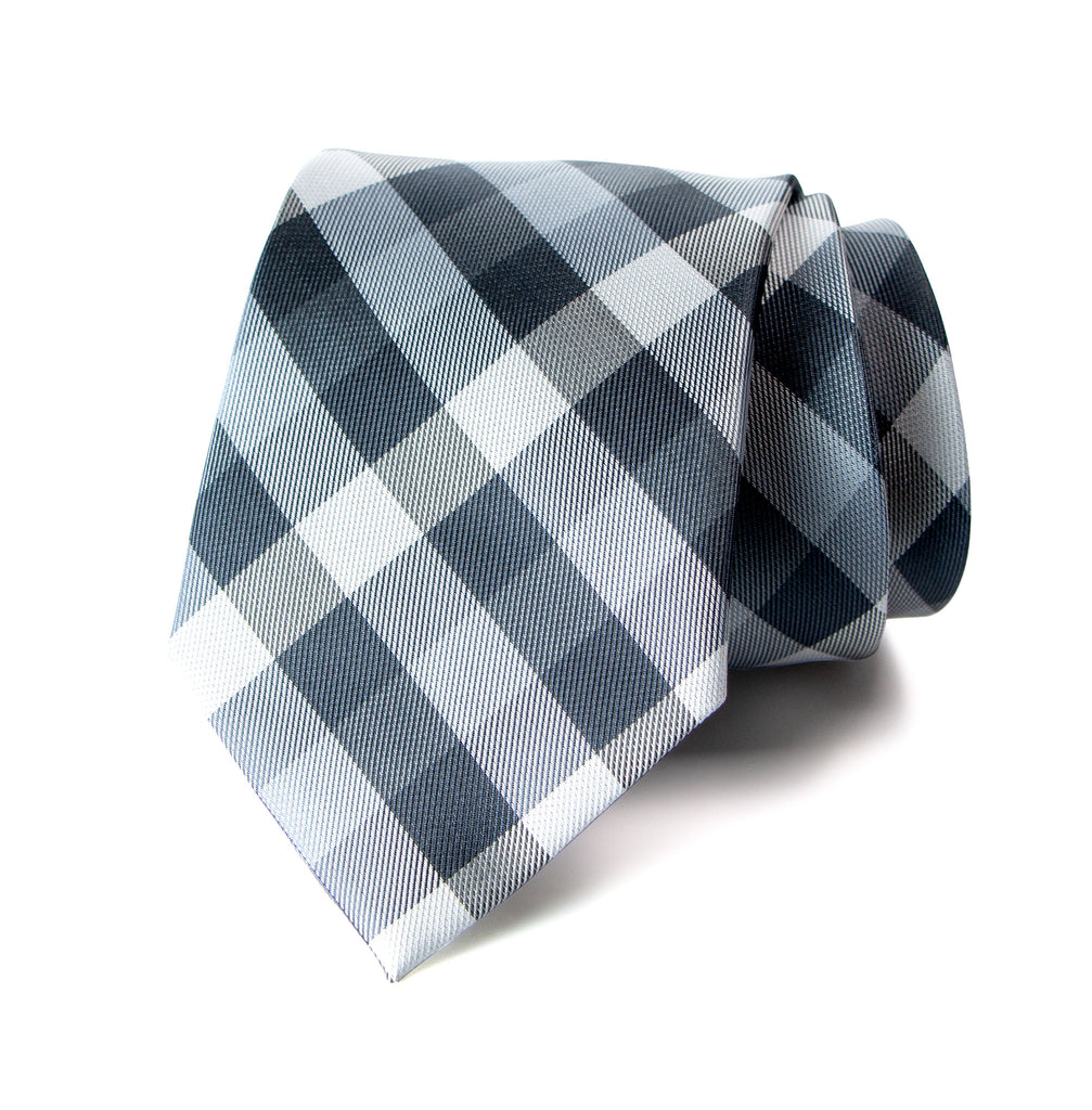 men's checkered black patterned necktie tie