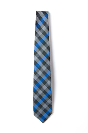 men's checkered blue patterned necktie tie