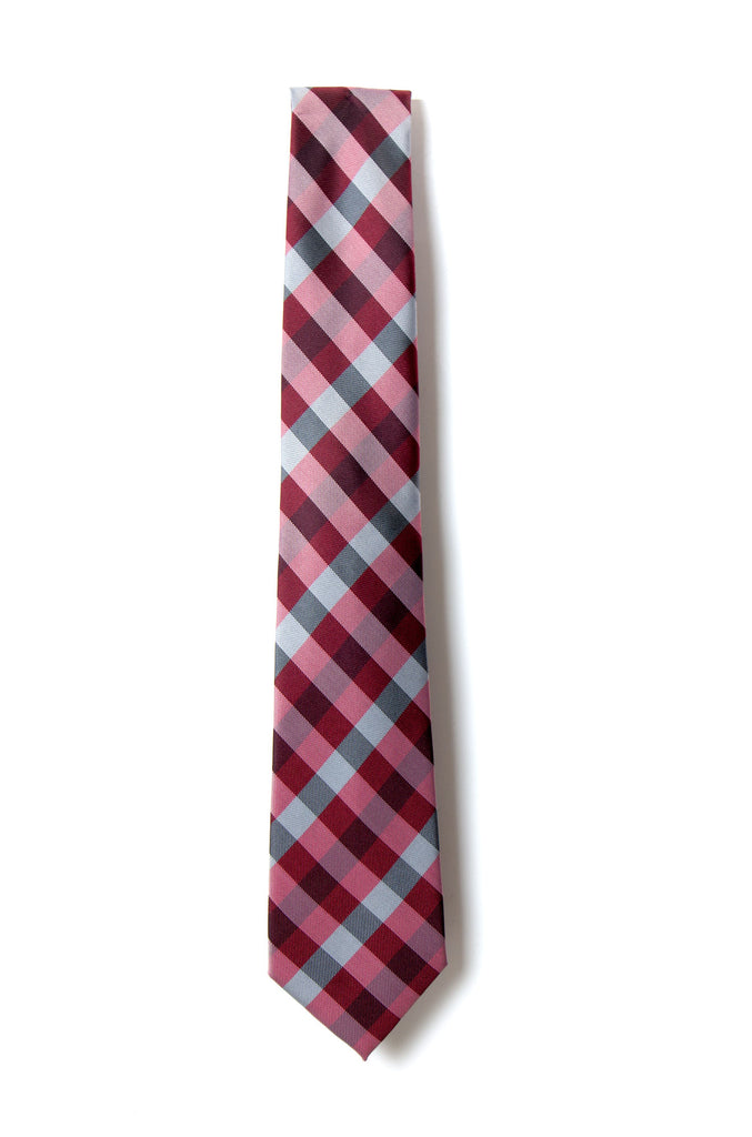 men's checkered red patterned necktie tie