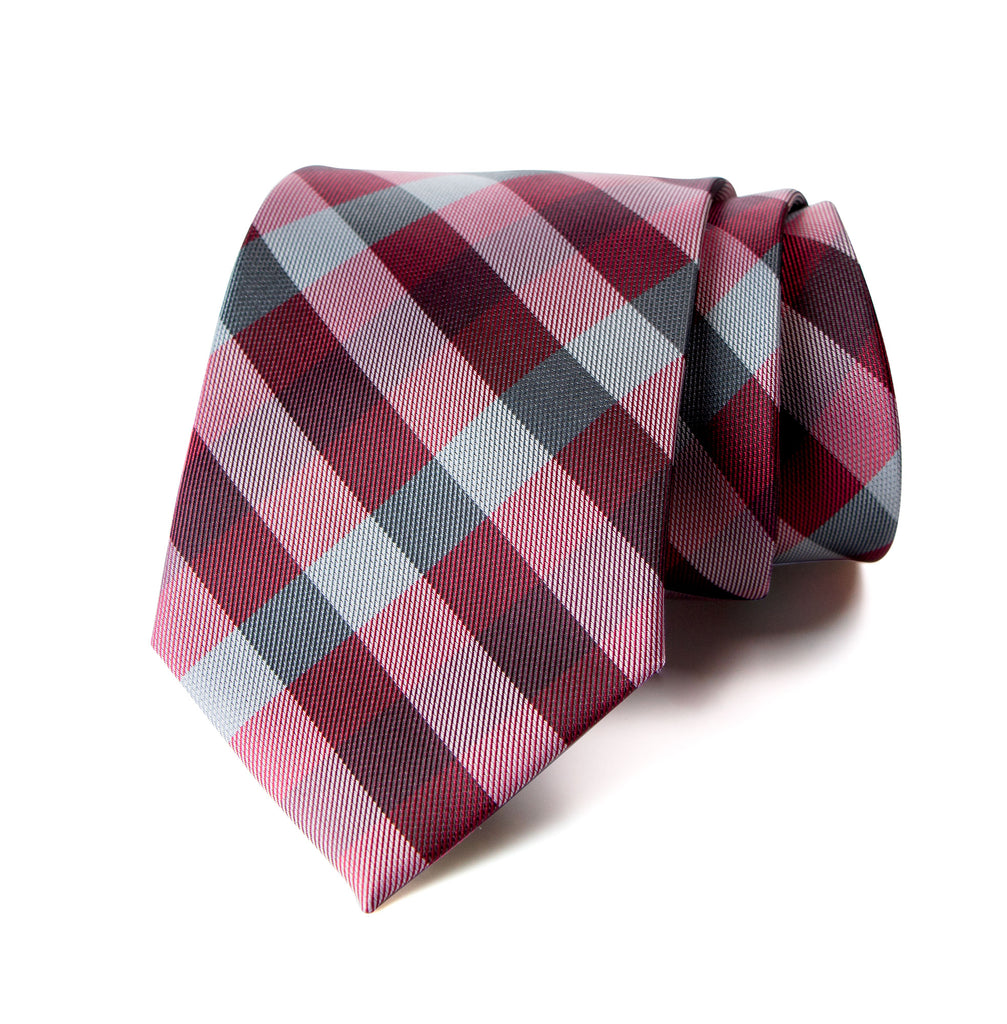 men's checkered red patterned necktie tie