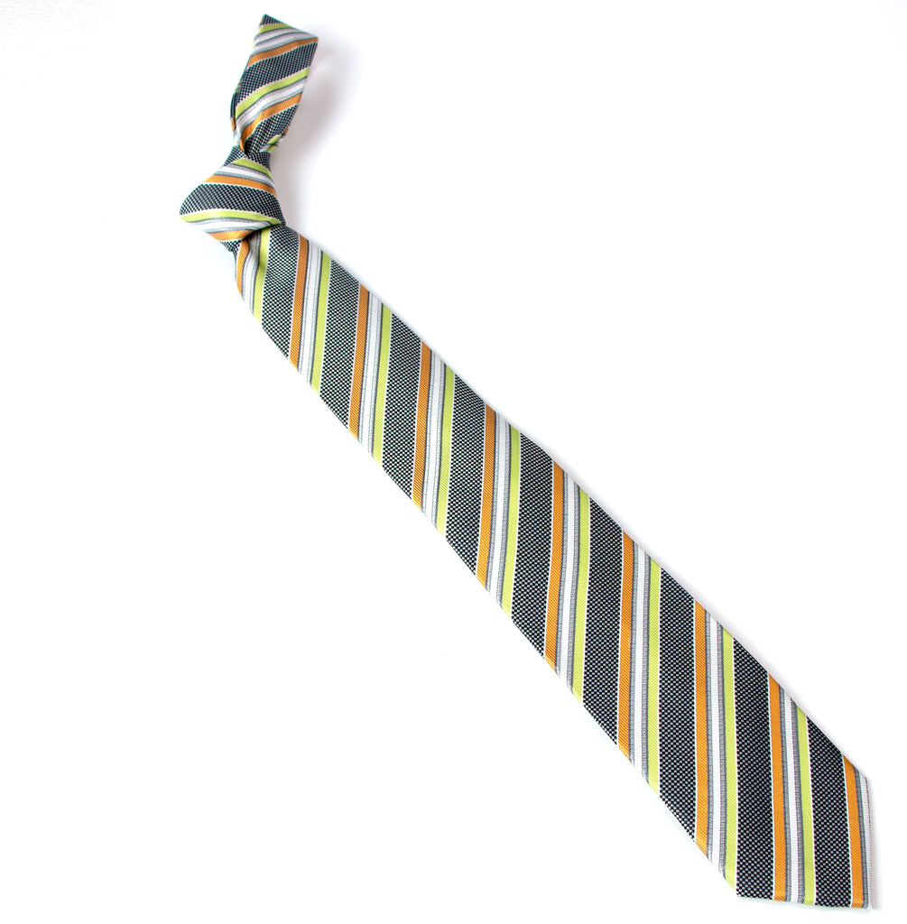 men's lime green orange patterned necktie tie