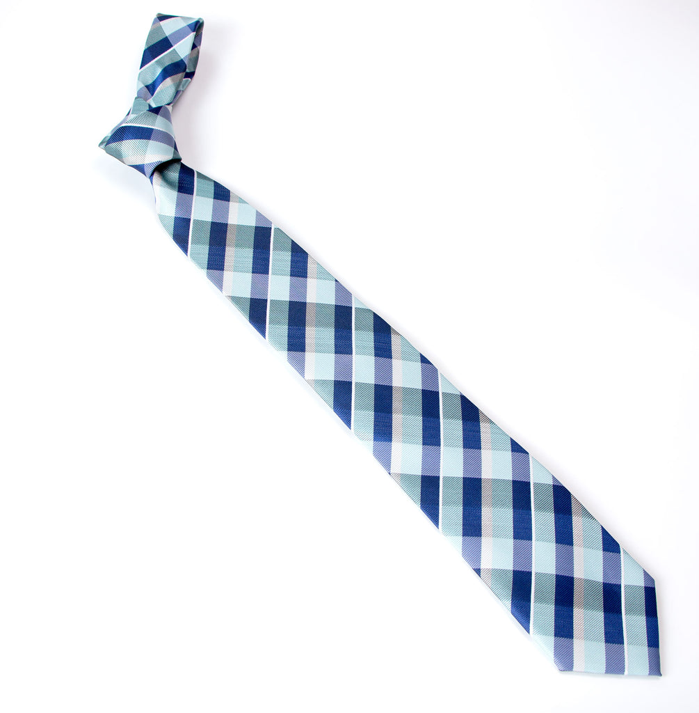 men's blue patterned necktie tie