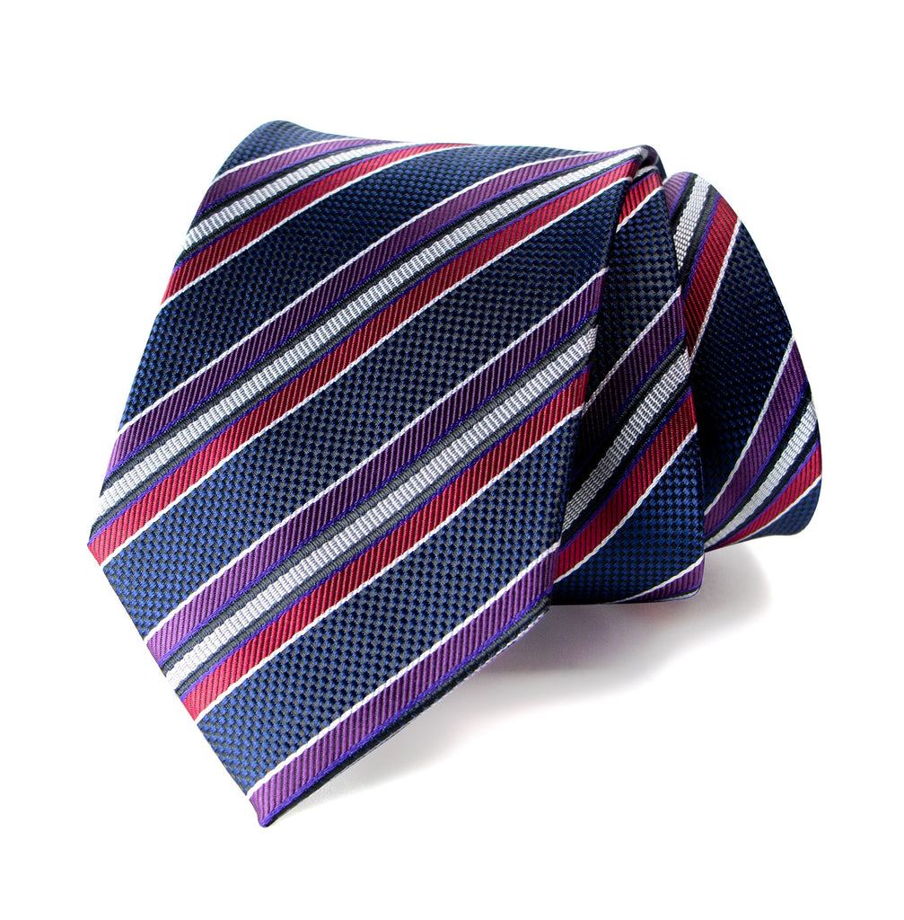 men's navy blue burgundy wine patterned necktie tie