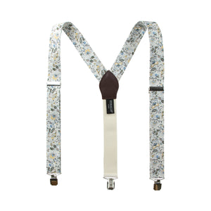 Men's Floral Cotton Suspenders, Gold Metallic (Color F44)