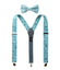 Men's Floral Cotton Suspenders and Bow Tie Set, Blue (Color F14)
