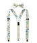 Men's Floral Cotton Suspenders and Bow Tie Set, Sage Yellow (Color F24)
