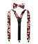 Men's Floral Cotton Suspenders and Bow Tie Set, Burgundy (Color F37)
