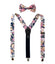 Men's Floral Cotton Suspenders and Bow Tie Set, Quartz (Color F52)