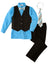 Boys' Light Blue 5-Piece Pinstripe Vest Set with Necktie & Bowtie