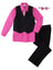 Boys' Fuchsia 5-Piece Pinstripe Vest Set with Necktie & Bowtie