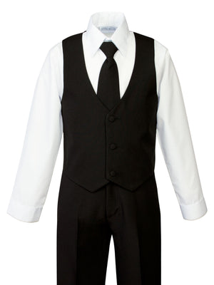 boys' black classic fit five-piece dress suit set without jacket