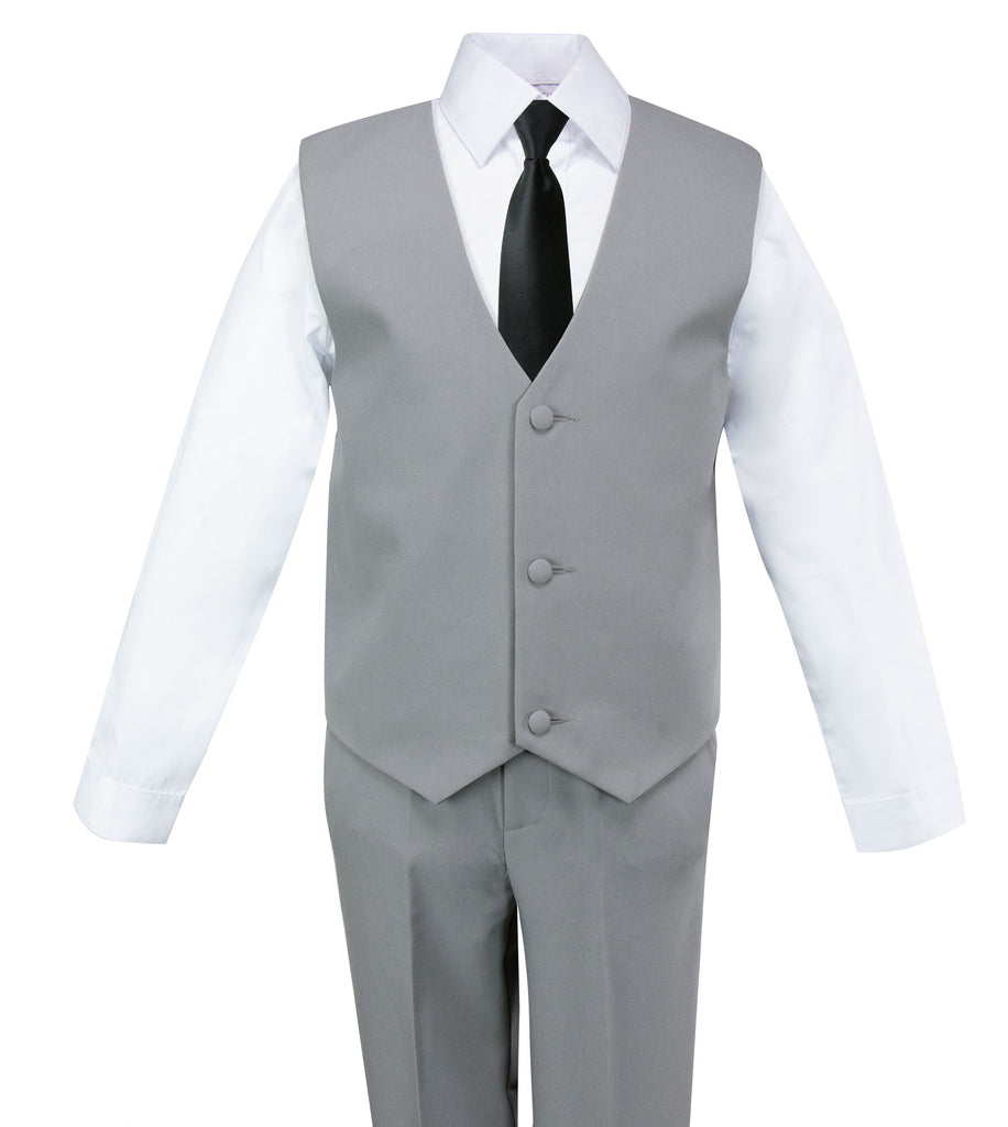 Boys Grey Classic Fit Five Piece Formal Dress Suit Tuxedo Tux Set Spring Notion 2931