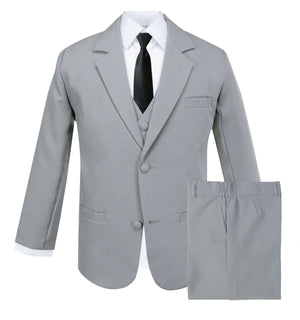 boys' grey classic fit five-piece dress suit set