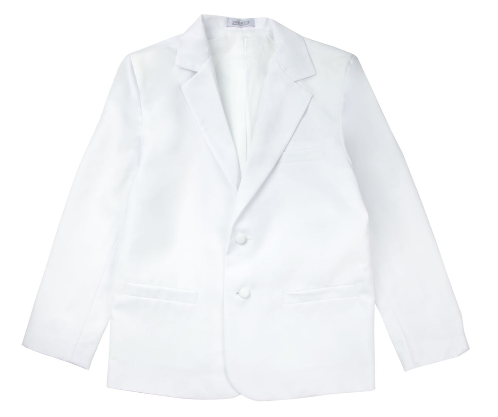 boys' white classic fit five-piece dress suit set jacket