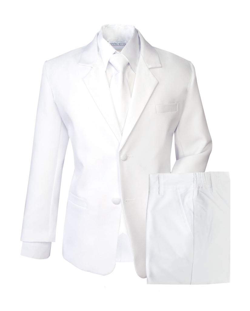 boys' white classic fit five-piece dress suit set