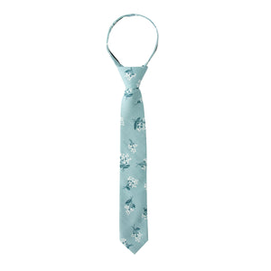 Boys' Cotton Floral Skinny Zipper Tie, Blue (Color F14)