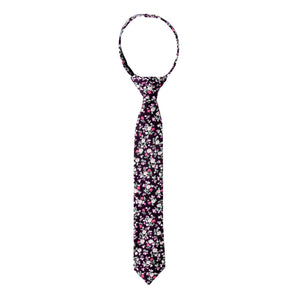 Boys' Cotton Floral Skinny Zipper Tie, Purple (Color F20)