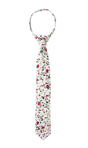 Boys' Coral Cotton Blend Dress Shirt and Skinny Floral Cotton Necktie Set (Color F22)